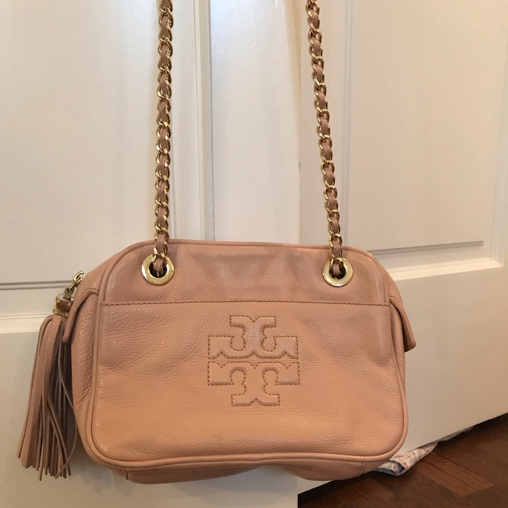 Authentic Tory Burch Pink Leather Mini Tassel Bag